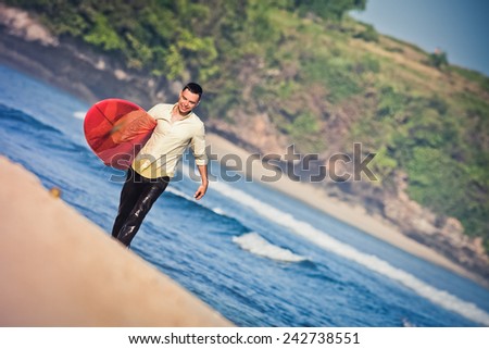 concept of office businessman with surf near the ocean