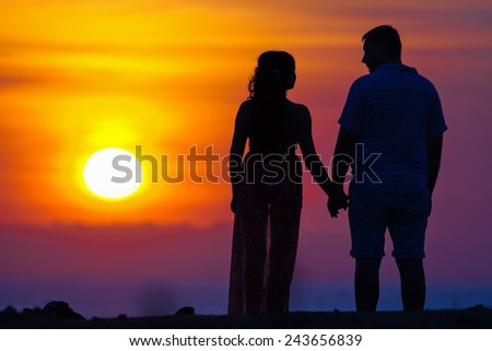silhouette background of first date of a couple