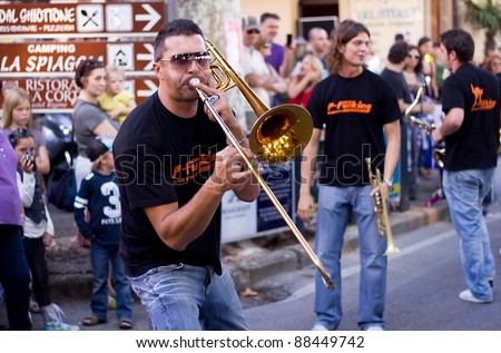 PERUGIA, ITALY - JULY 29: The street big band called \