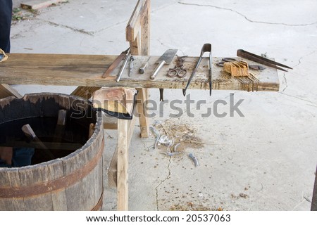 Craftsman tools resting on work platform