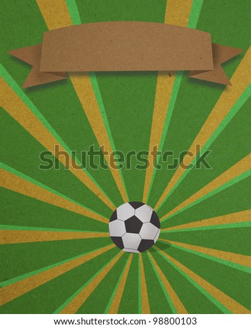 Football poster banner with classic football on Green and Yellow ray background. Football advertisement concept
