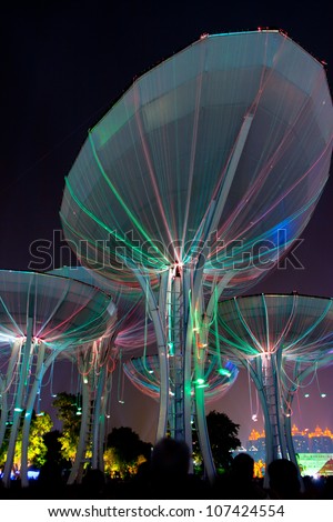 GUANGZHOU, CHINA - OCT 7 : The annual international Festival of Lights takes place on the Guangzhou, on Oct 7, 2011 in Guangzhou, light shows the traditional oriental culture,Tourists about 5 million.