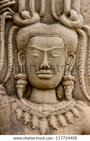 Angkor wat Stone statue, Siem reap,Cambodia, was inscribed on the UNESCO World Heritage List in 1992.