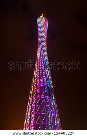 GUANGZHOU, CHINA - DEC 30. The Guangzhou Tower (600 m) on Dec. 30, 2012 in Guangzhou. It is a TV tower,The China\'s first tower. located at new city axis intersection