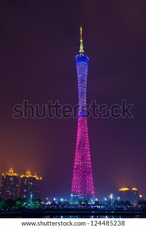 GUANGZHOU, CHINA - DEC 30. The Guangzhou Tower (600 m) on Dec. 30, 2012 in Guangzhou. It is a TV tower,The China\'s first tower. located at new city axis intersection