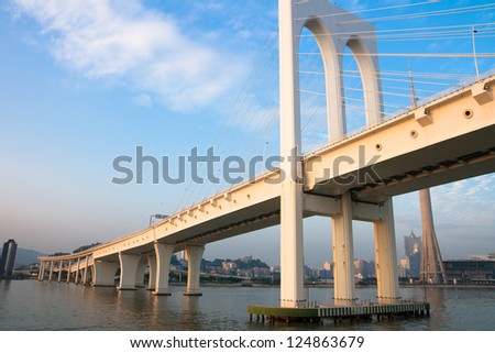 MACAU,CHINA -Â?Â? NOV 5: Sai Van bridge in Macau on Nov 5, 2011. This is the world\'s largest double concrete bridge span,The main span a distance of 180 meters.