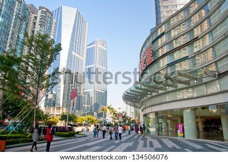 GUANGZHOU, CHINA  - NOV 20: TaiKoo Hui is a major International level luxurious shopping centre on Nov 20, 2011 in Guangzhou. Designed by world-renowned architectural firm Arquitectonica.