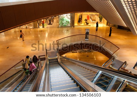 GUANGZHOU, CHINA  - NOV 20: TaiKoo Hui is a major International level luxurious shopping centre on Nov 20, 2011 in Guangzhou. Designed by world-renowned architectural firm Arquitectonica.