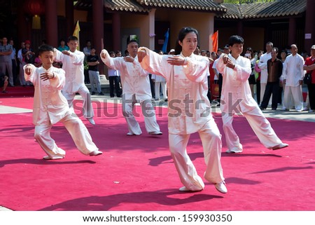 GUANGZHOU, CHINA - OCT 25:Chinese Martial art performance at the 2th Guangzhou Jin Gang Chan Temple Chinese Martial art Cultural Festival. on Oct 25, 2013 in Guangzhou China.