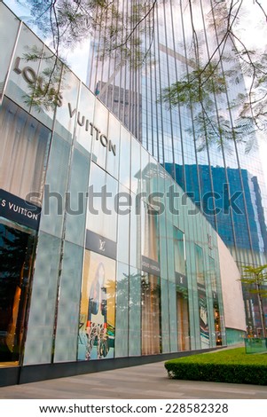 GUANGZHOU,CHINA - SEP 29: Louis Vuitton shop on Sep 29, 2014 in Guangzhou. Forbes claims Louis Vuitton was the most powerful luxury brand in the world in 2008 with $19.4bn USD value.