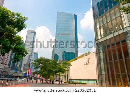 GUANGZHOU, CHINA - OCT 1: TaiKoo Hui is a major International level luxurious shopping centre on Oct 1, 2014 in Guangzhou. Designed by world-renowned architectural firm Arquitectonica.