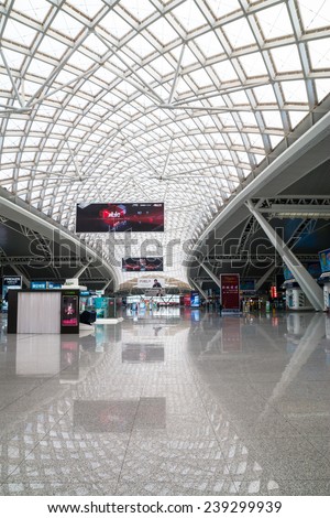 Guangzhou,China - DEC 12:Guangzhou South Railway Station on Dec 12, 2014 in Guangzhou. This is a High-speed rail station.