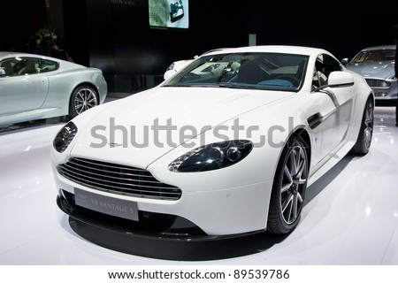 stock photo GUANGZHOU CHINA NOV 25 Aston Martin white cars on The