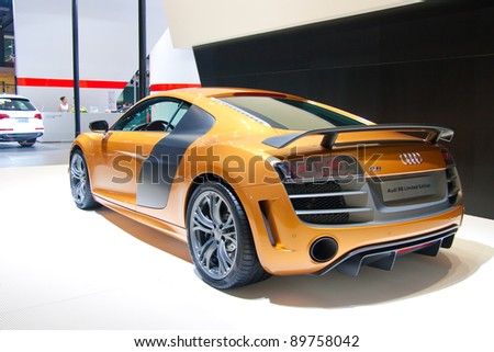 stock photo GUANGZHOU CHINA NOV 25AUDI R8 orange sport car on