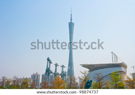 GUANGZHOU - MAR. 24. The Guangzhou Tower (600 m) on Mar. 24, 2012. It is a TV tower,The China's first tower. located at new city axis intersection ,Guangzhou on Mar. 24, 2012.