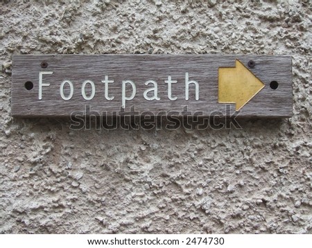 Footpath sign near Rydal church in the English Lake District