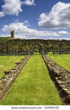 Remains of the old Roman Byland Abbey in North Yorkshire, England