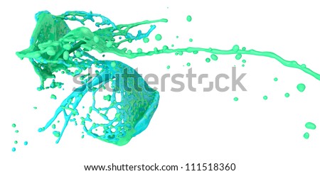 abstract blue and turquoise color splashes isolated on white