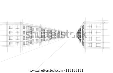 architecture sketch of an apartment complex