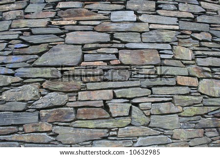 Slate Stone wall background, old facade architecture