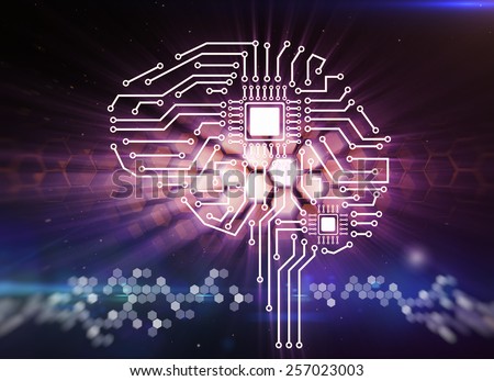 Computer circuit board in the form of the human brain