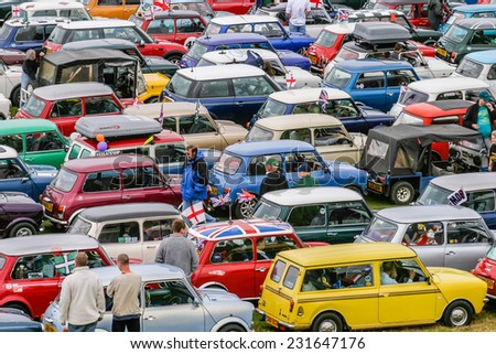 HARTLAND, DEVON, UK - August 1st 2010: Mini owners club rally brought together hundreds of the iconic mini-car.