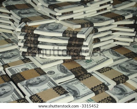 One million dollars in stacked greenbacks