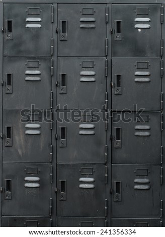 Rows of old black lockers