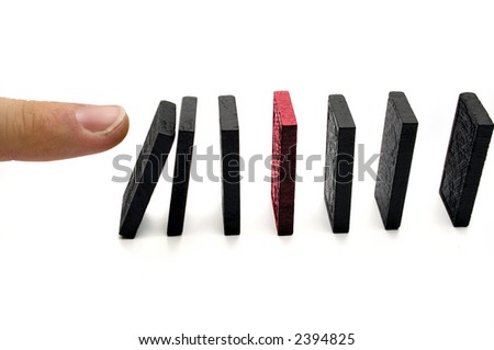 Dominoes falling, finger pushed them, bad chain of events that closes to important piece...