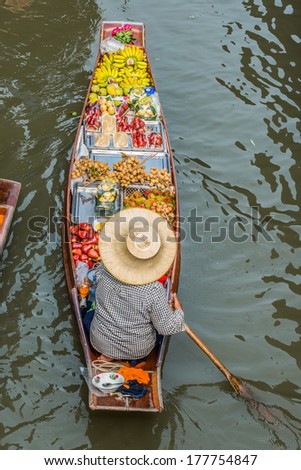 fruit boat Amphawa bangkok floating market bangkok thailand