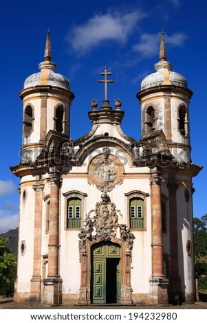 view of the Igreja de Sao Francisco de Assis of the unesco world heritage city of ouro preto in minas gerais brazil view of the Igreja de Sao Francisco de Assis of the unesco world heritage city of ouro preto in minas gerais brazil