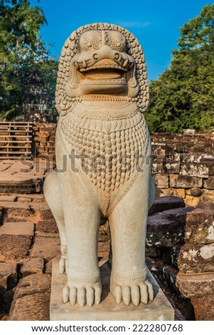 lion statue portrait Angkor Thom Cambodia