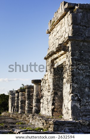 view of the mayan archaeological site of tulum