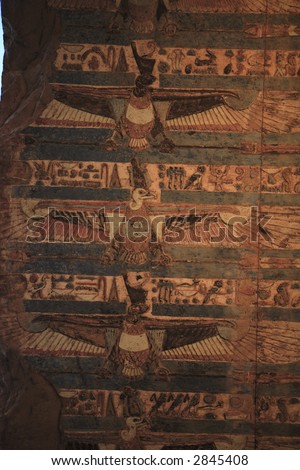 vulture painted on the ceiling of the Kom Ombo temple along the river nile in upper egypt