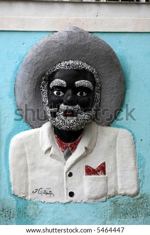 mask on the wall of olinda near recife pernambuco state brazil