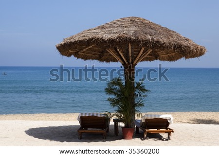 deck chair by the sea in a hotel resort in Kerala state india