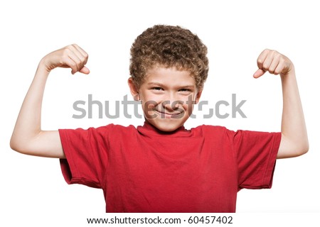 boy showing muscles