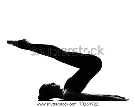  tall woman ballet dancer halasana Shoulder Stand yoga pose full length