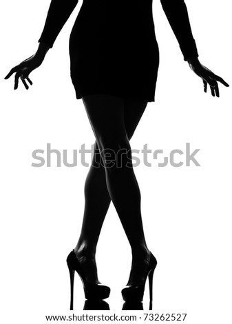 stylish silhouette caucasian beautiful woman legs shoes high heels  stiletto silhouette on studio isolated white background