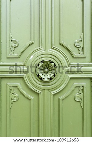 Thai Vintage Green Wooden Door