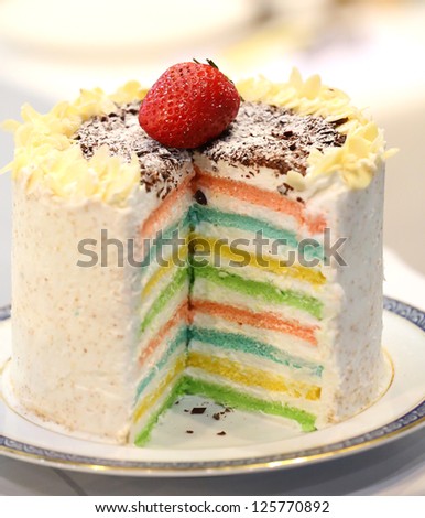 Rainbow cake close up - 16 layered cake