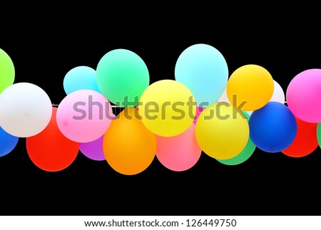 colorful Balloon isolated on black background.
