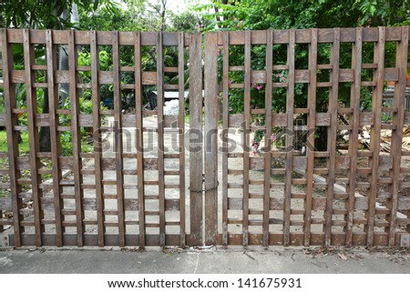 Wooden Gate with key and chain lock