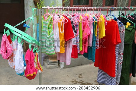 Washing Clothes Line Outside Hang - Stock Image - Everypixel