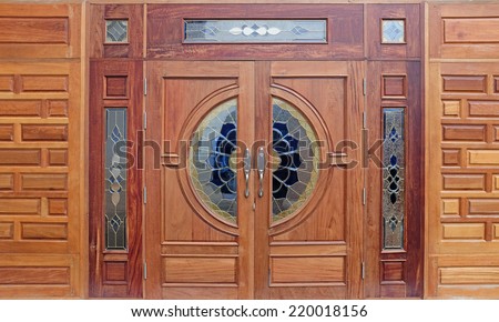 wood carved decoration of wooden door