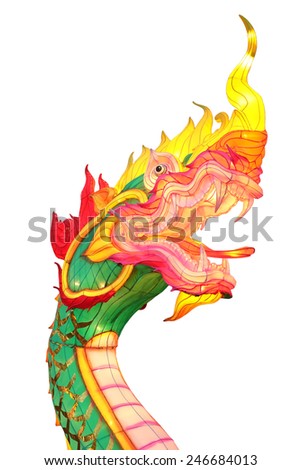Dragon or King of Naga lantern light for chinese new year festival isolated on white background
