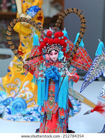 BANGKOK, THAILNAD - FEBRUARY 14: The Chinese opera model Show at Central World Plaza during the Chinese New Year celebrations on February 14, 2015 in Bangkok, Thailand