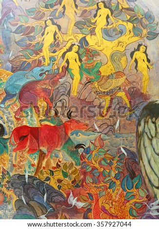 BANGKOK, THAILAND - January 3, 2016 : Detail Art paint on Elephant statue display at Central World Plaza were built in the occasion to celebrate the 87th of His Majesty the King Bhumibol birthday
