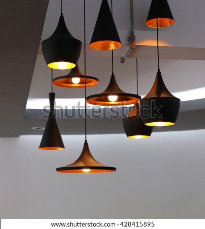 Decorative electric lamps hanging on the ceiling