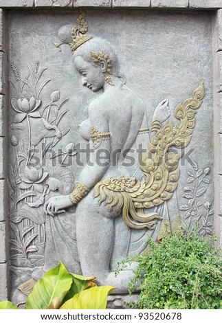Mythical female bird with a human head sculptures on the temple walls